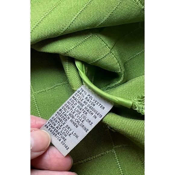 Tan Jay poly rayon lime green ladies jacket sz 6 petite w/ Christmas pin.Holiday - Picture 8 of 9